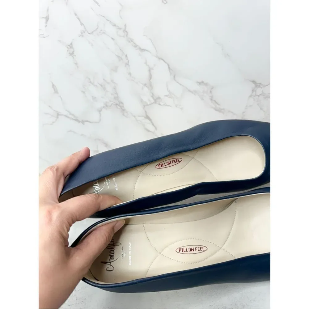 Amalfi Pumps Women Size 11.5 Blue Pavone Leather Parmasoft Pointed Toe Cushioned